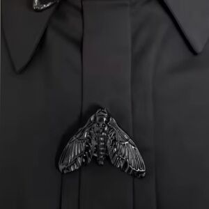 Black Gothic Skull Moth Button Covers Unisex Accessory Punk Shirt Cuff Women Men